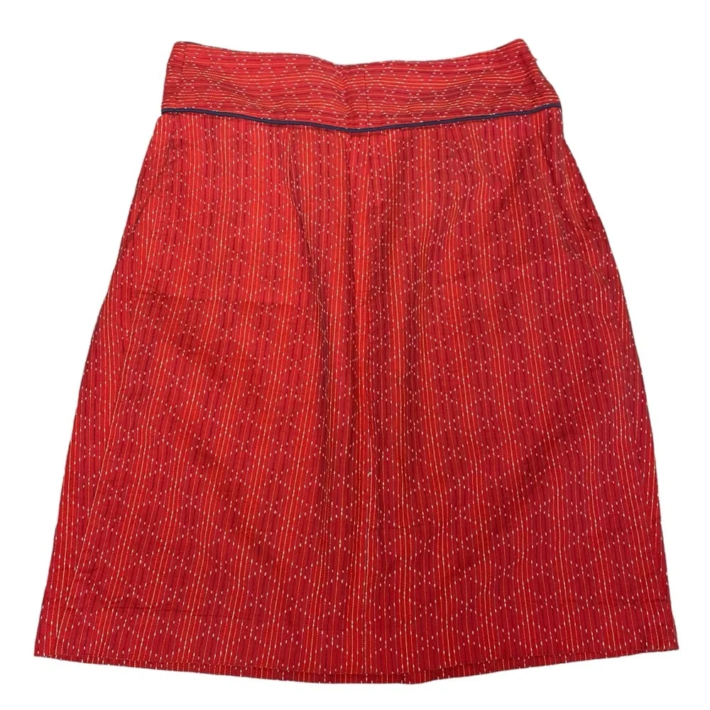 Anthropologie Red Textured A-Line Skirt